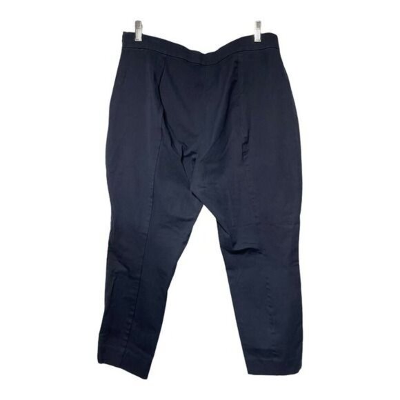 Everlane Women's Cropped Nautical Trousers Size 16 Navy Blue Cotton Blend - Picture 2 of 3